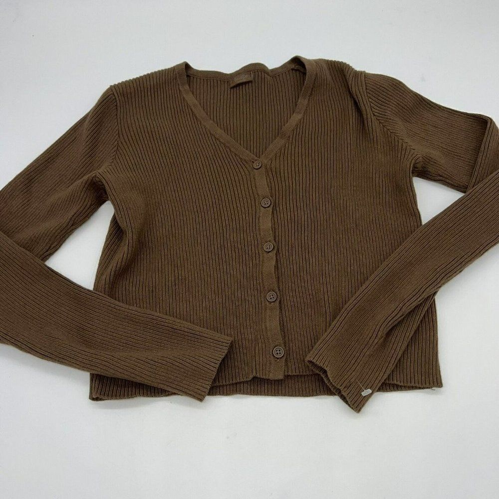 John Galt Ribbed Cardigan Size XS Womens Brown